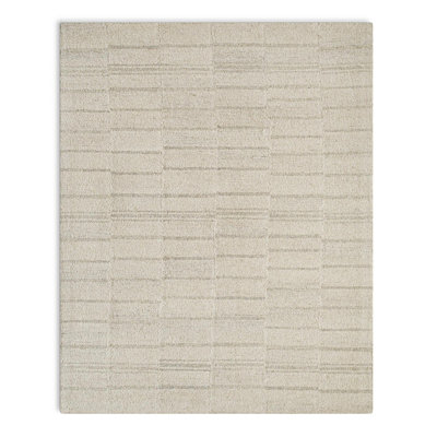 Rectangle Demie Striped Handmade Tufted Wool Area Rug in Gray/Beige
