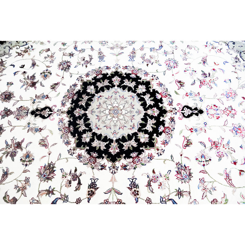 Hand-Knotted High-Quality White and Black Area Rug