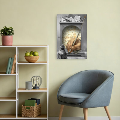 Vintage Letter Writing Classic Vintage Abstract Wall Art Print by Marja Van Den - Wrapped Canvas Print