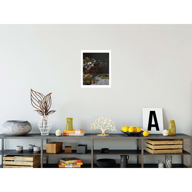Nature morte avec des fleurs et des fruits par Claude Monet - Estampe numérique, H 20 po x l 16 po