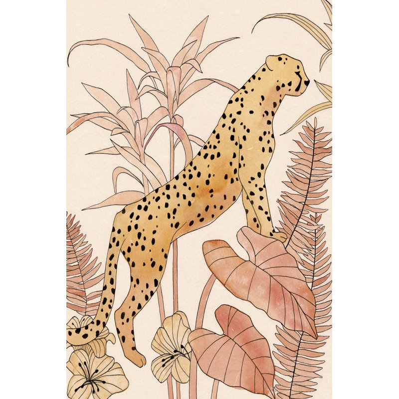 «Blush Cheetah II» par Annie Warren - reproduction d'art sur toile tendue, H 36 po x l 24 po