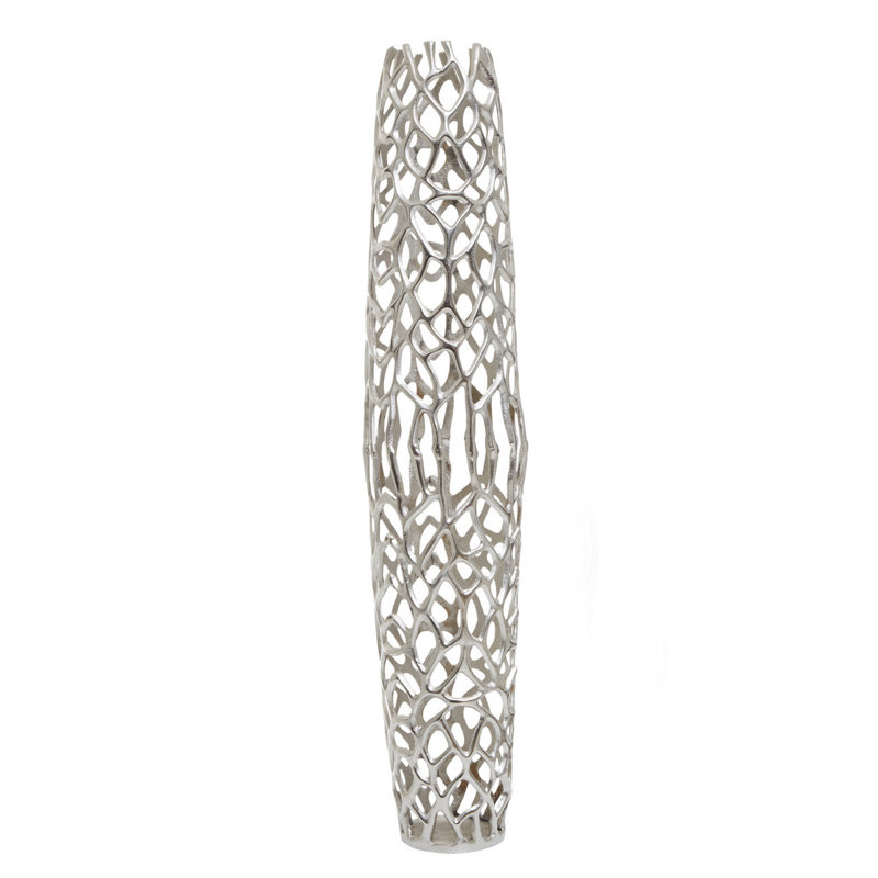 Darsh Aluminum Floor Vase, 102cm H x 23cm W x 23cm D, Silver