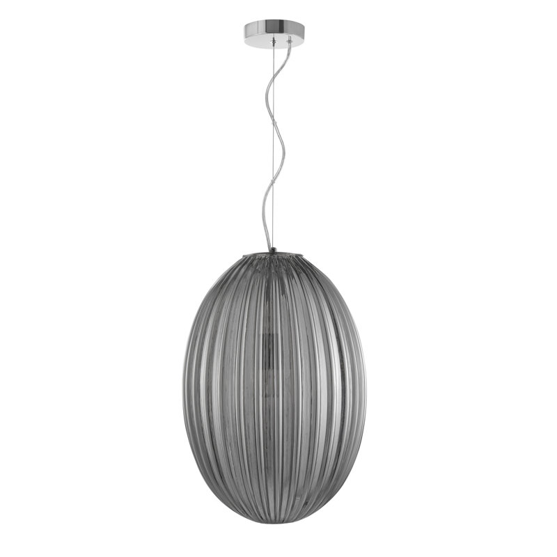 1 - Light Chrome Geometric Pendant, Smoke Grey