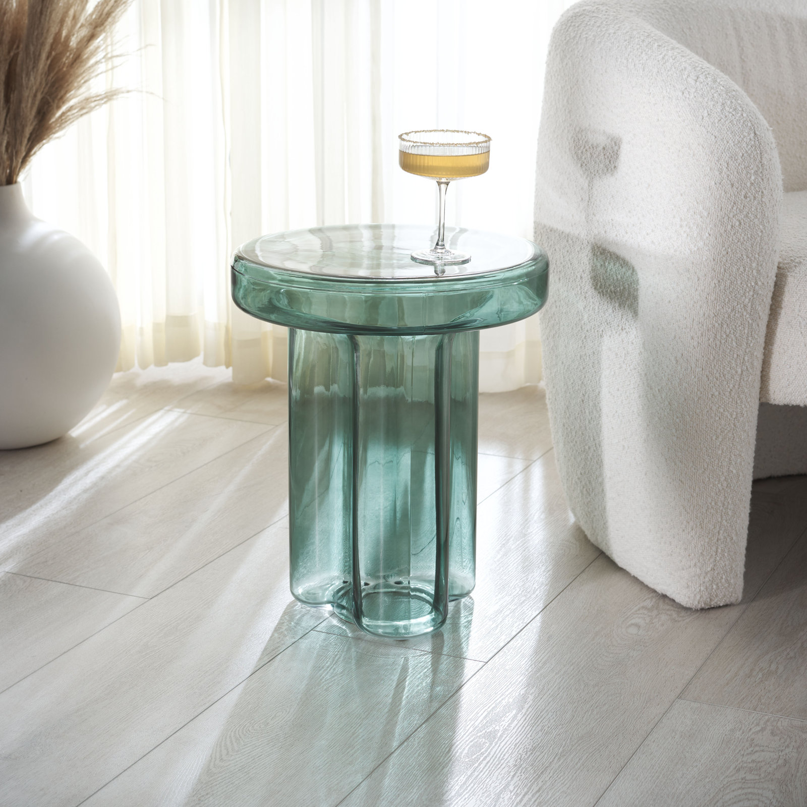 Padraic Glass End Table, Green