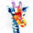 Color spotted abstract giraffe - 32"x32" art on canvas