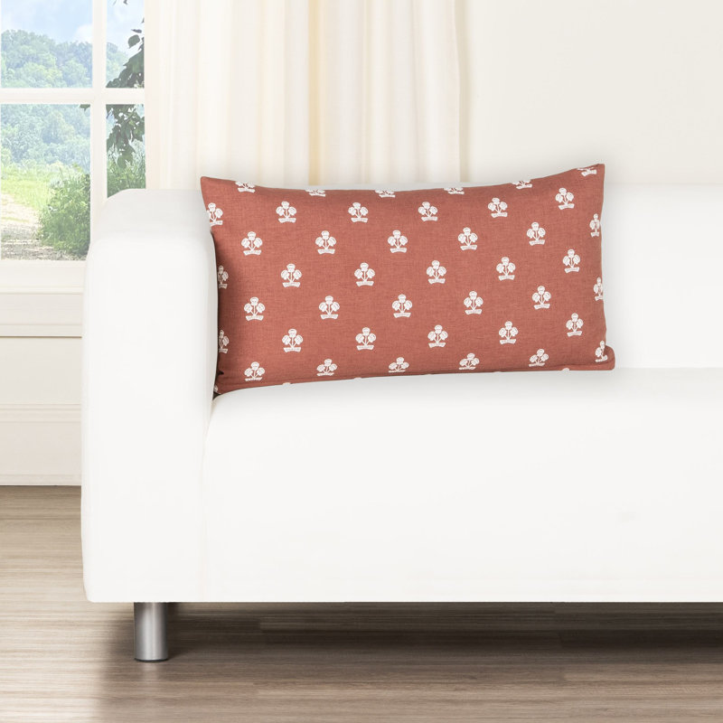 Housse et insert de coussin Hamachi, Plumes, Rectangle H 14 po x l 26 po, Cinnabar Red Floral