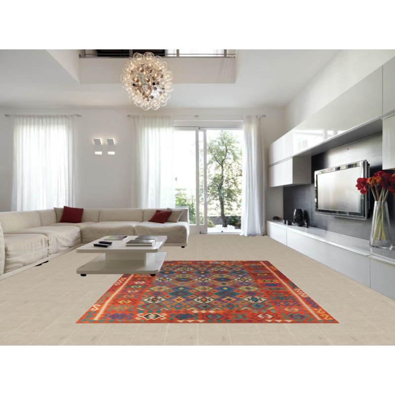All-Over Wool Kilim Oriental Area Rug 8x12