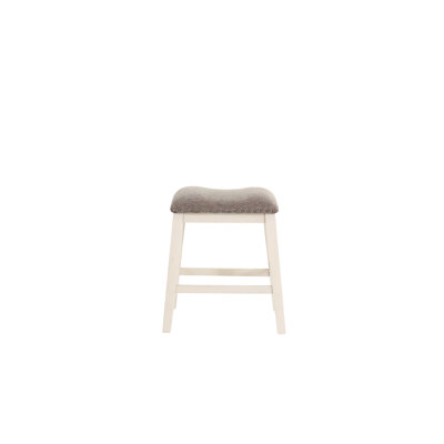 Chaise de salle à manger de style classique à 2 places - Siège rembourré en mousse en bois blanc crème à hauteur de comptoir avec coussin