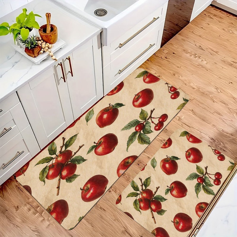 Pommes rouges, ensemble de 2 tapis de cuisine