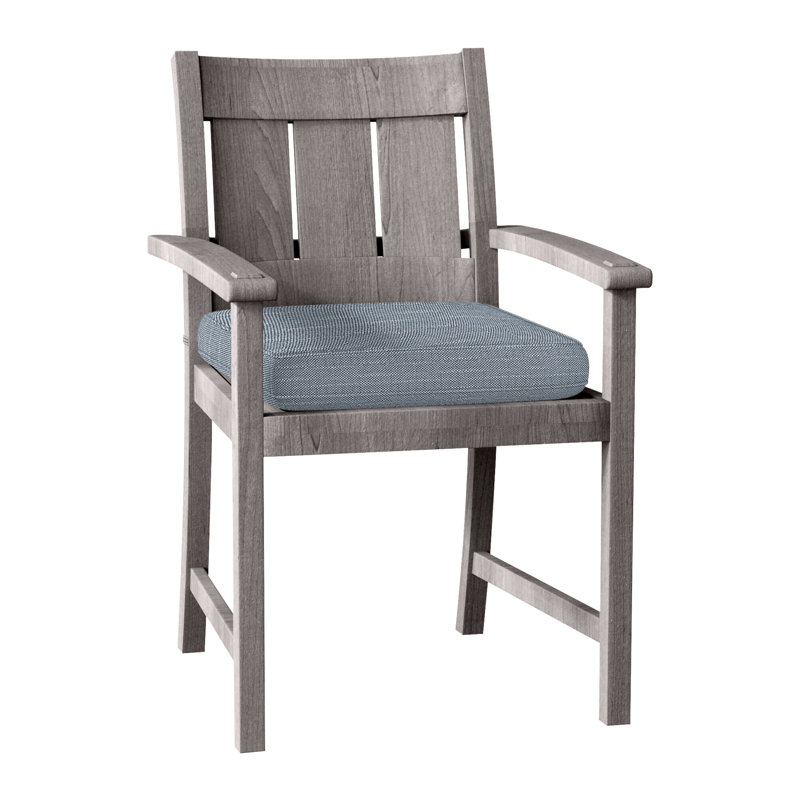 Chaise avec accoudoirs Croquet en teck - Huître, Pas de soudure, Chambray Rollo, Teck huître
