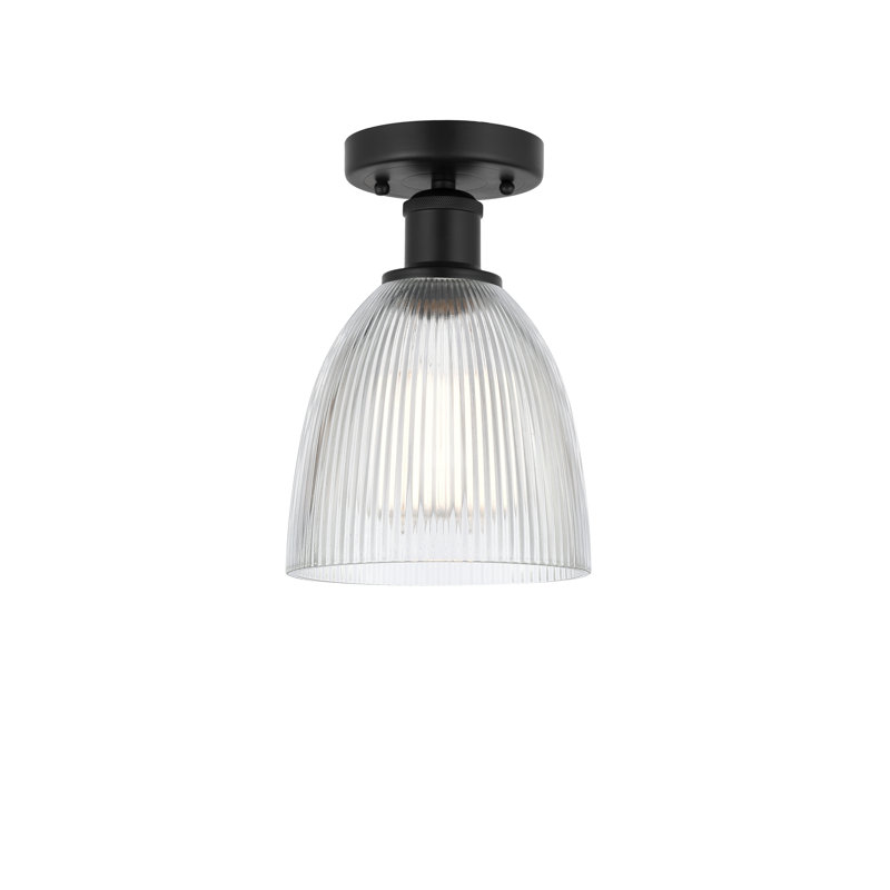 Plafonnier semi-encastré en verre Philomene, Noir mat, H 9,13 po x l 6 po x P 6 po, Transparent