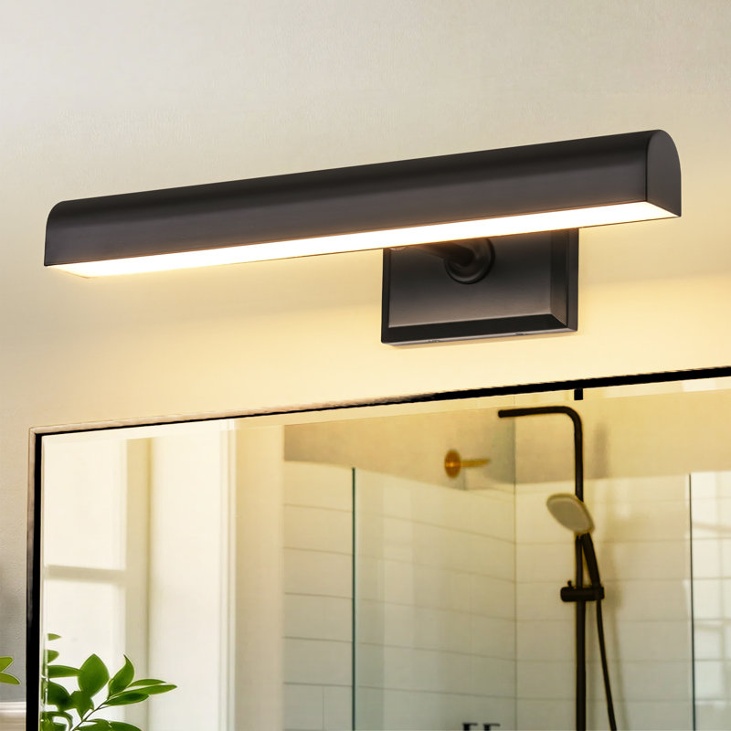 Modern Integrated LED Picture Light with Adjustable Arm and Black Finish, Matte Black