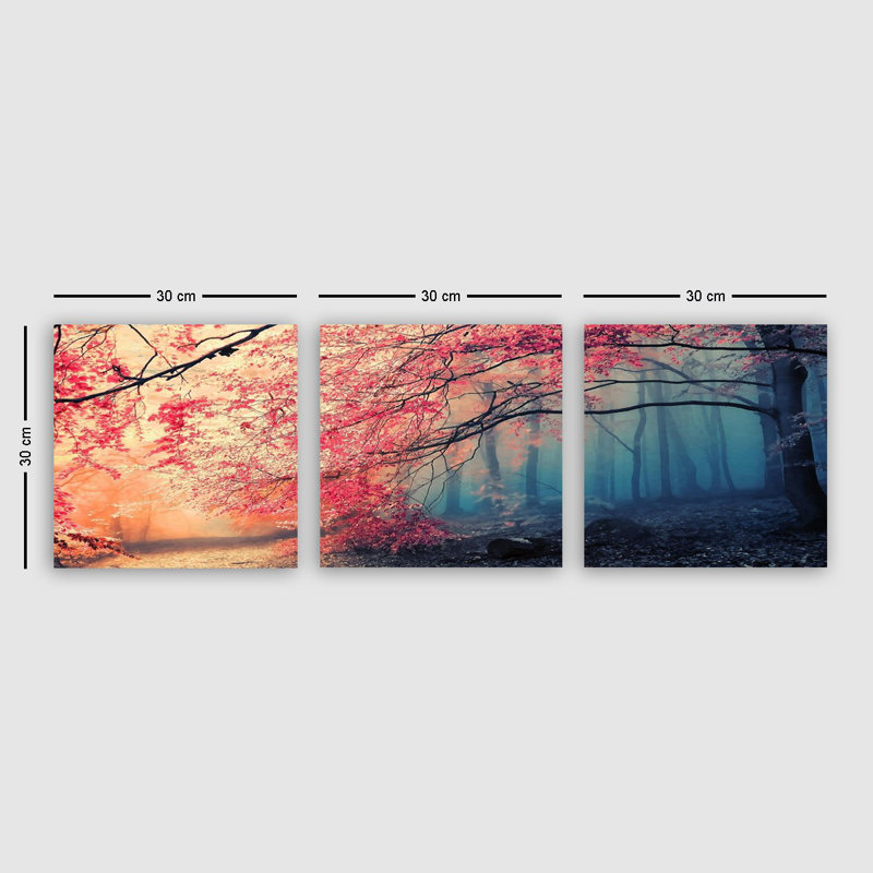 Superbe ensemble de peinture sur toile décorative (3 pièces), 100% toile, taille totale: 11,8 x 35,4 pouces | 100% cadre en bois, épaisseur: 1,2 po | Parfait pour le salon, la chambre à coucher et le bureau, collection d'art accrocheuse