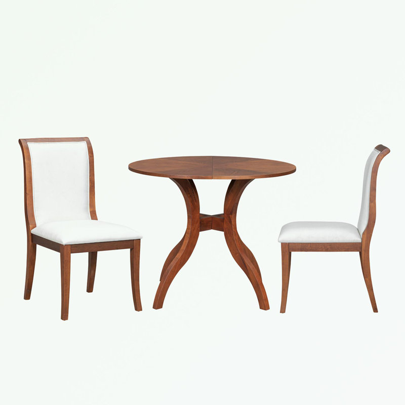 Ensemble de table de salle à manger 3 pièces avec 2 chaises d'appoint, Noyer
