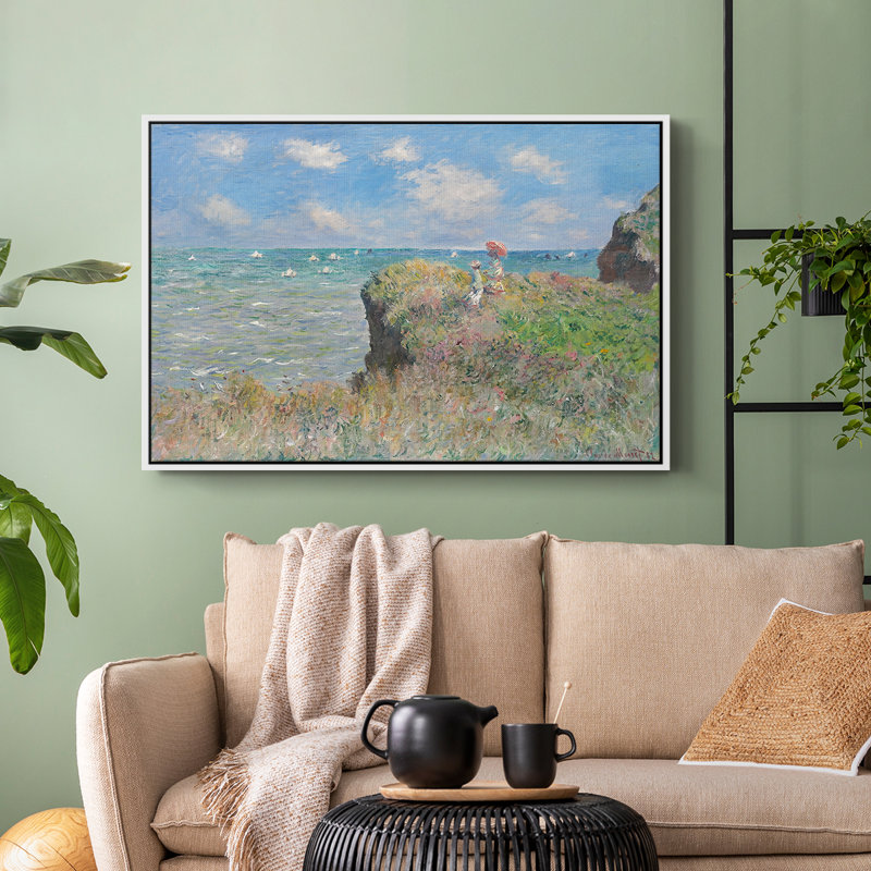 The Cliff Walk at Pourville, 1882 - Claude Monet, toile tendue avec châssis, 24 po x 36 po, Blanc