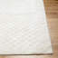 Off White Modern Shaggy Rug, Bordered Chequered Easy to Clean Rug For Living Room, Dining Room, Bedroom-706769045