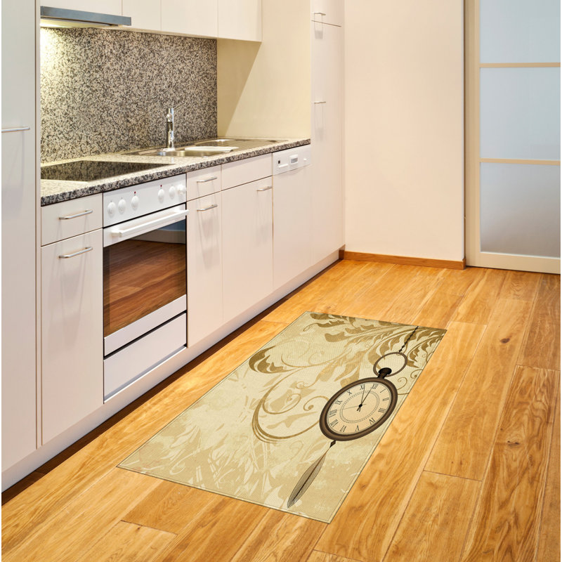 Clock Vintage High Density Long Fiber Poly Threads Decorative Area Rug Carpet, Rectangle 2'7" x 5'
