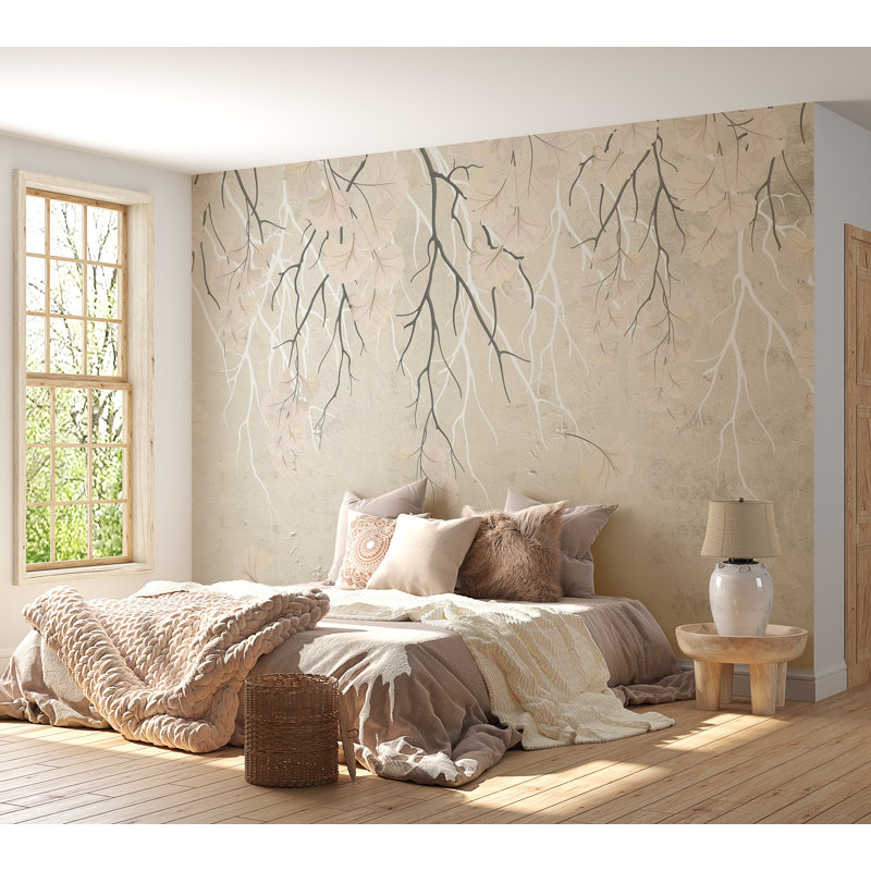 Papier peint floral - Feuilles tombantes abstraites, L 27 po x l 39 po