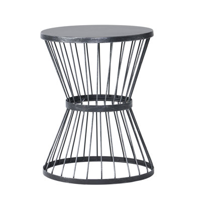 16 Inch Side Table with Modern Hourglass Design and Durable Powder-Coated Iron Frame for Outdoor Use by Latitude Run