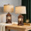 Ensemble de 2 lampes de table de campagne avec veilleuse tactile à intensité variable, ports de charge USB A + C et deux sources de lumière pour la table de chevet ou le salon