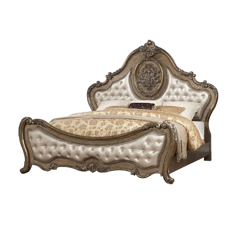 Diemer Upholstered Scalloped Bed, King, Antique White