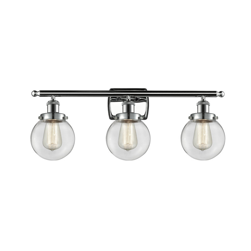 Éclairage pour salle de bain 3 lumières Chippewa, Incandescente, Transparent, Chrome poli