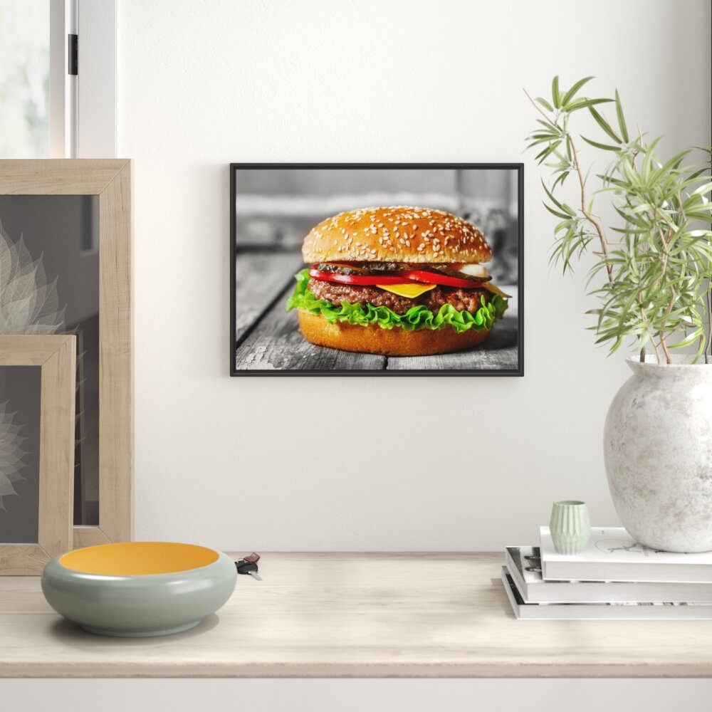 Gerahmtes Wandbild appetitlicher Cheeseburger