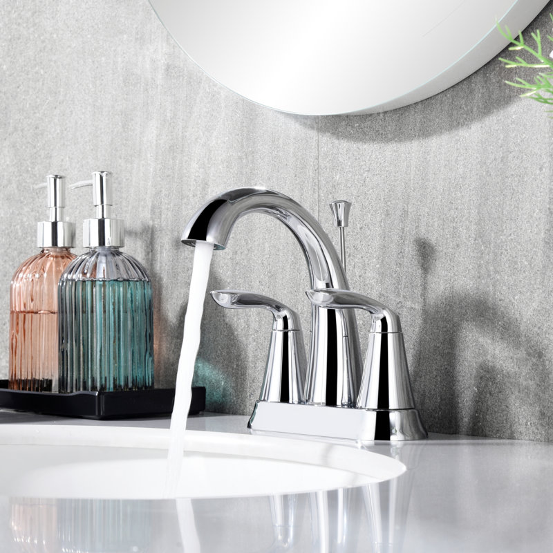 Stilleto Collection Double Handle 4" Centerset Lavatory Bathroom Sink Faucet with Drain Assembly - Chrome Polished
