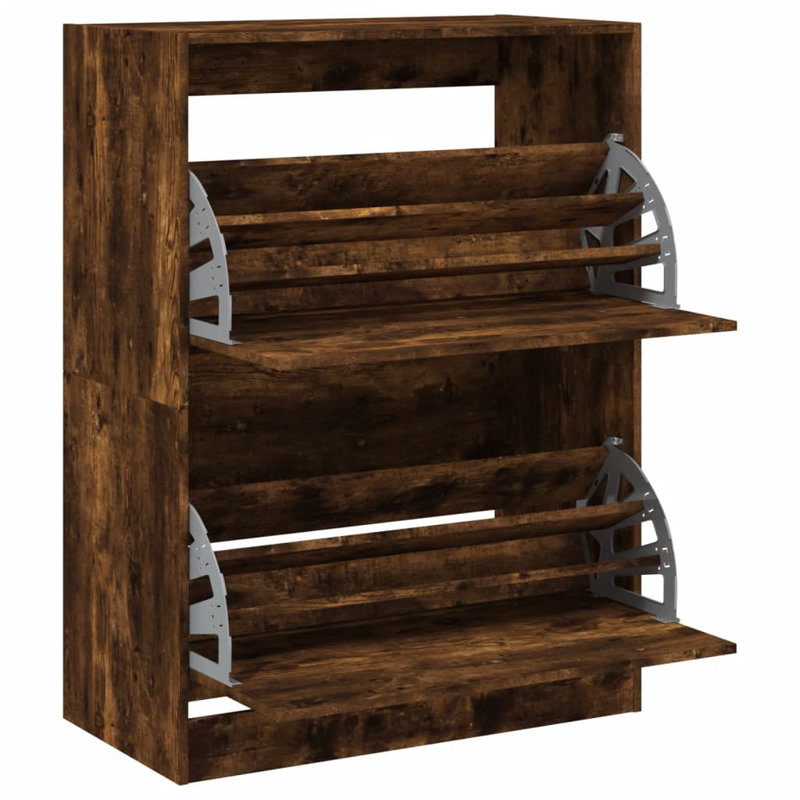 12 Pair Shoe Storage Cabinet, Smoked Oak