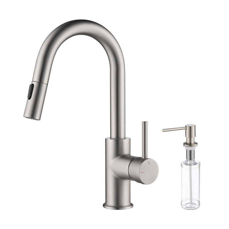 Luxe Pull Down Single Handle Kitchen Faucet, Brush Nickel