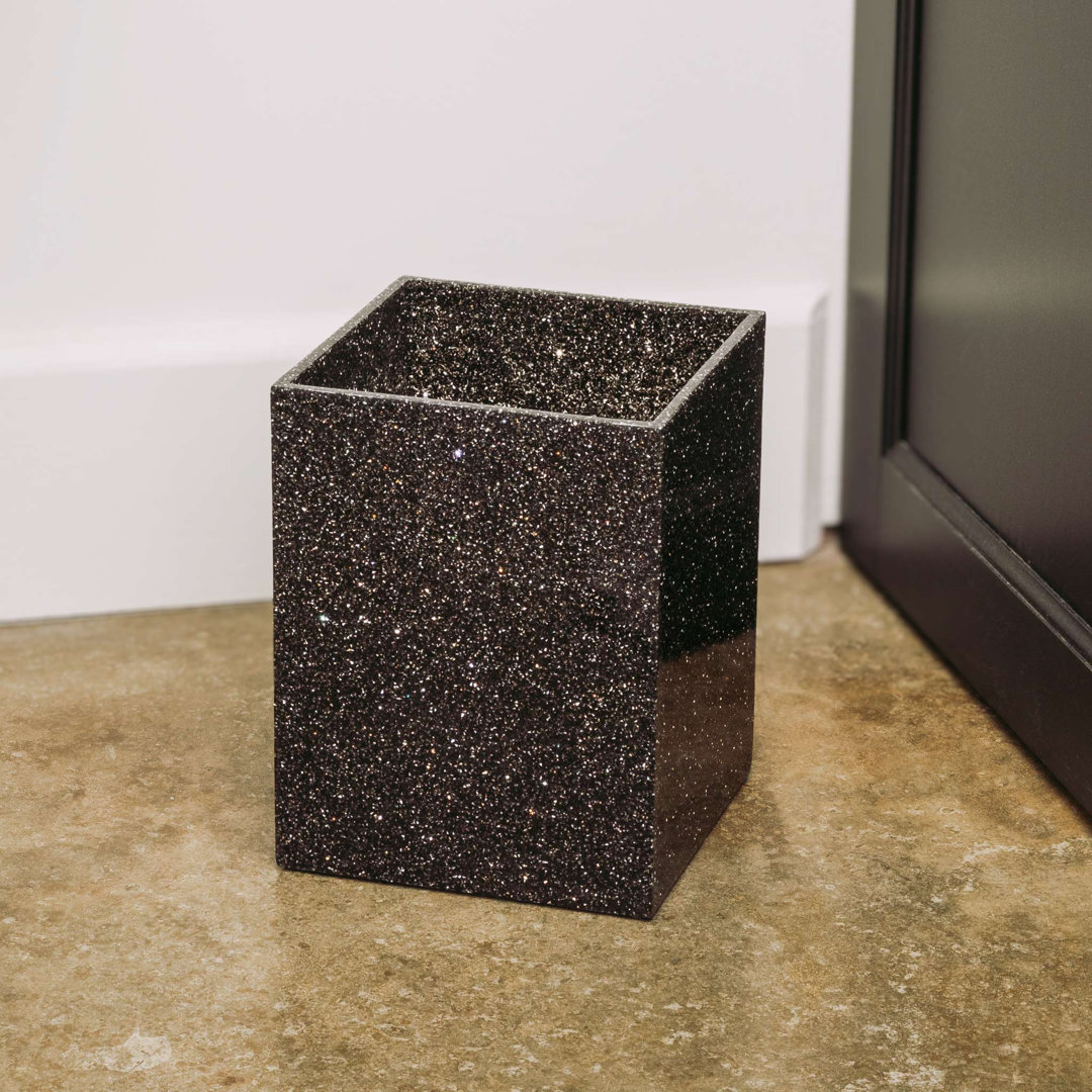 Sparkles Home | Luminous Rhinestone Waste Basket | Square | 1-Gallon | Polished Cast Resin Sparkles Home