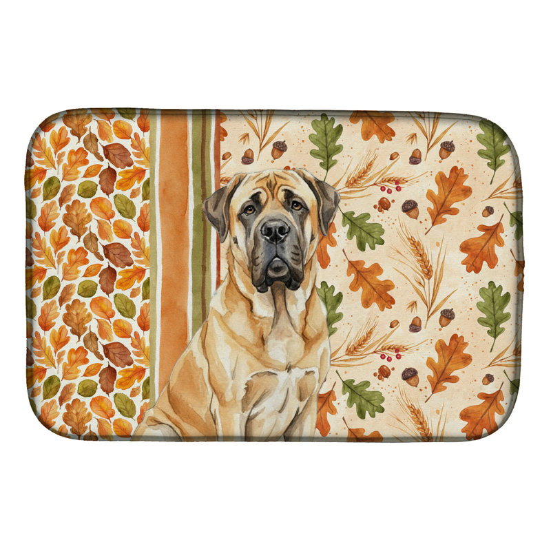 Fawn English Mastiff Heirloom Fall Dish Drying Mat, Yellow