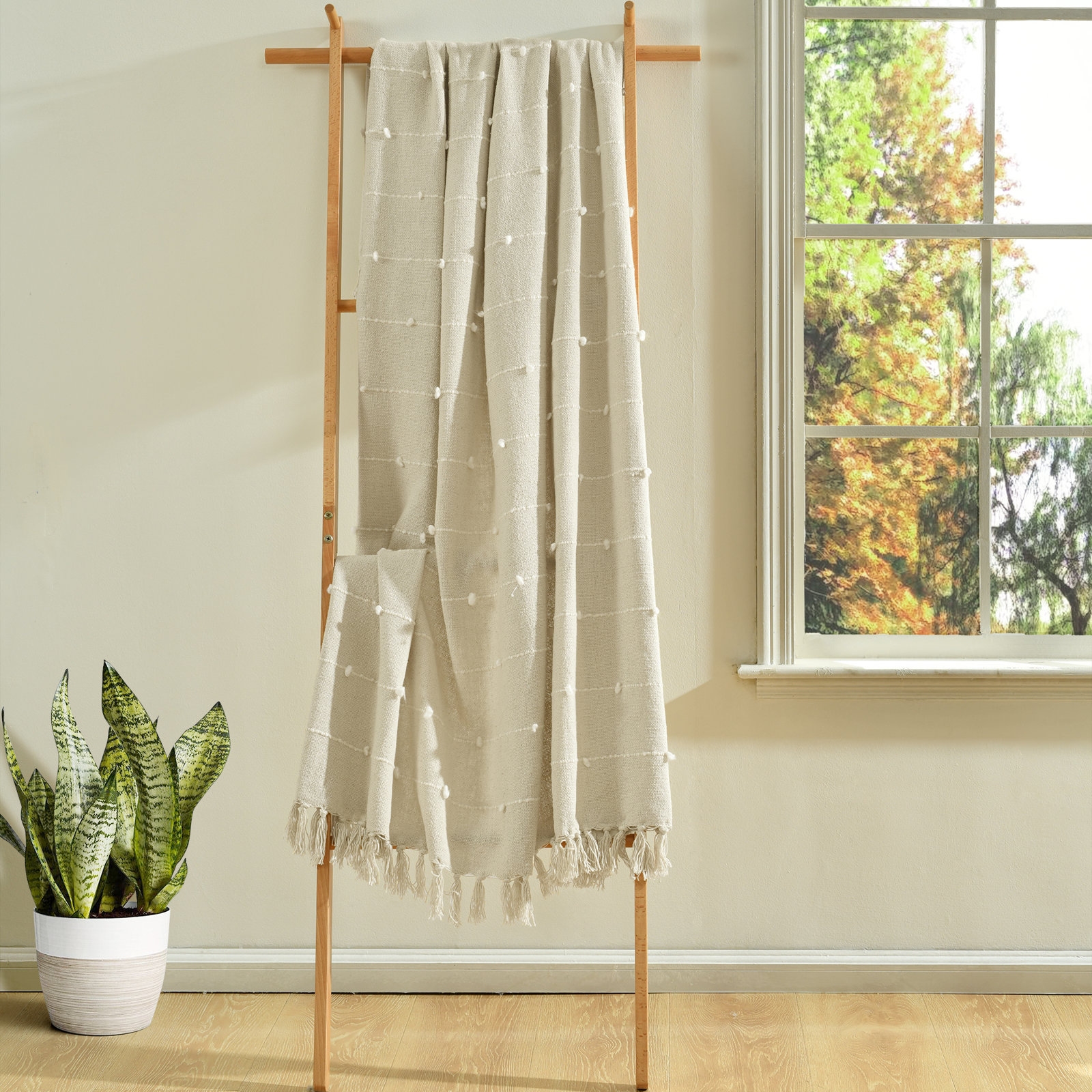 Hand Woven Throw Blanket, Neutral