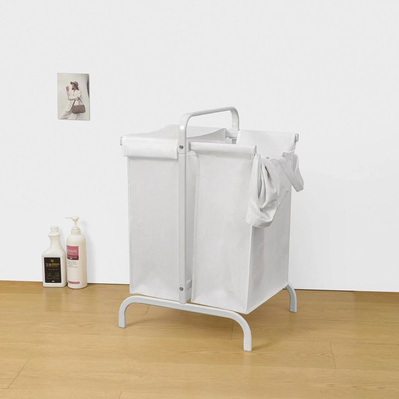 2-Tier Laundry Hamper 110L Large Oxford Clothes Basket Sorter With, Lid And Sorting Cards For Clothes & Toys Storage, White