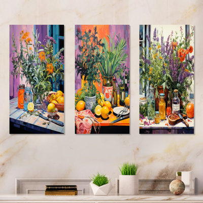 Fauvist Herbs Pottery Flavors I - Herbs Canvas Wall Art Set Of 4