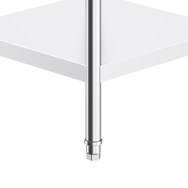 Table de travail en acier inoxydable, table de travail de préparation des aliments 24 x 24 x 26 pouces, table de travail robuste à 3 côtés avec dosseret, table de travail en métal à hauteur réglable pour hôtel de restaurant