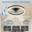 20 po Ventilateur de plafond intérieur noir de 5,5 po à 6 pales, à intensité variable, fixation murale à DEL avec télécommande
