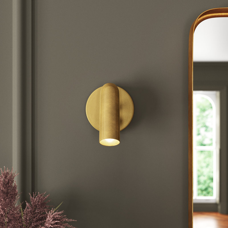 Arla Steel LED Armed Sconce and Spotlight, Heritage Brass