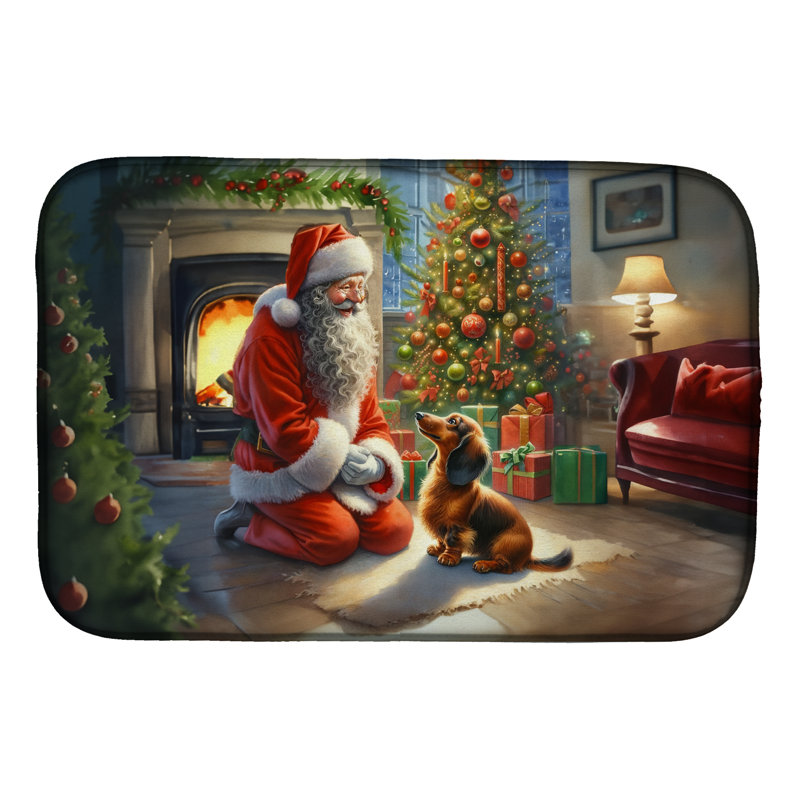 Tapis de vaisselle Dachshund and Santa Claus
