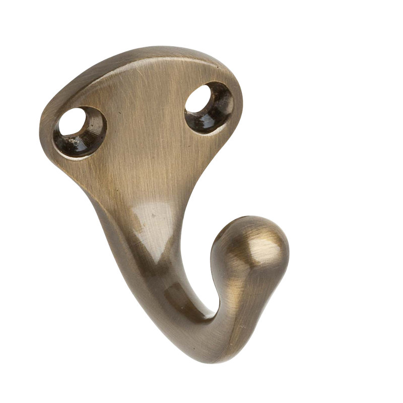 Small Wardrobe Wall Hook, Antique Brass