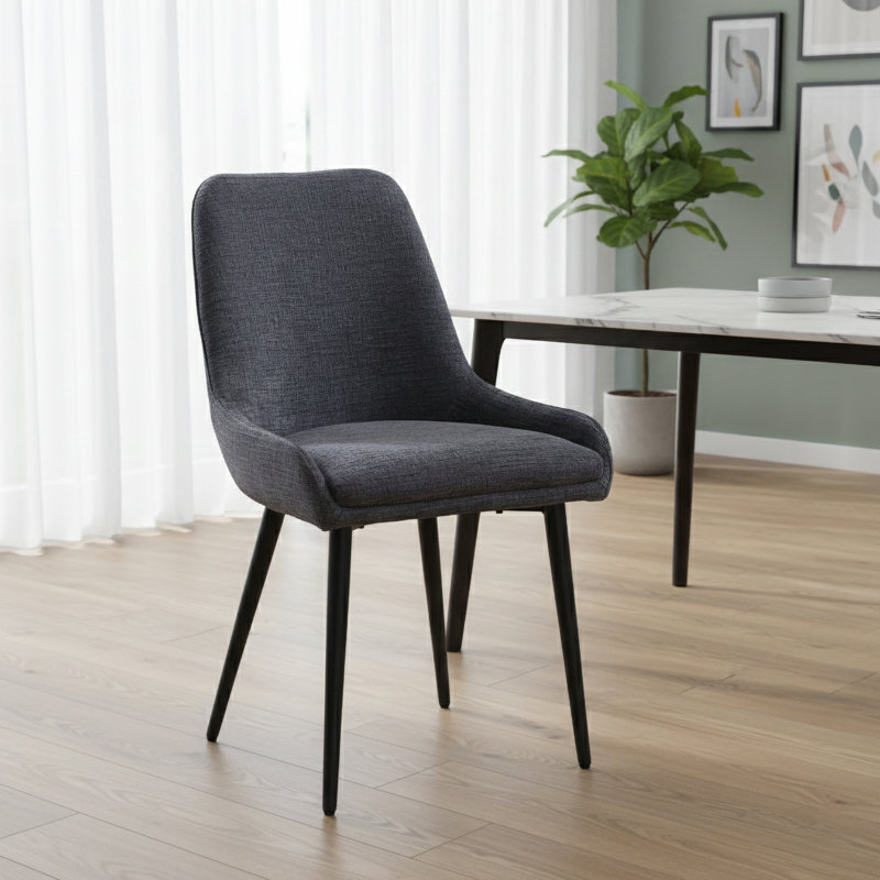 Cheney 49cm H Polyester Blend Upholstered Metal Full Back Side Chair, Grey