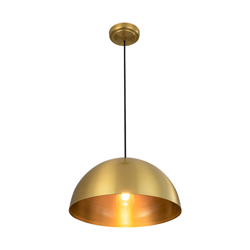 1-Light Metal Dome Pendant, 8.3" H x 15" W x 15" D