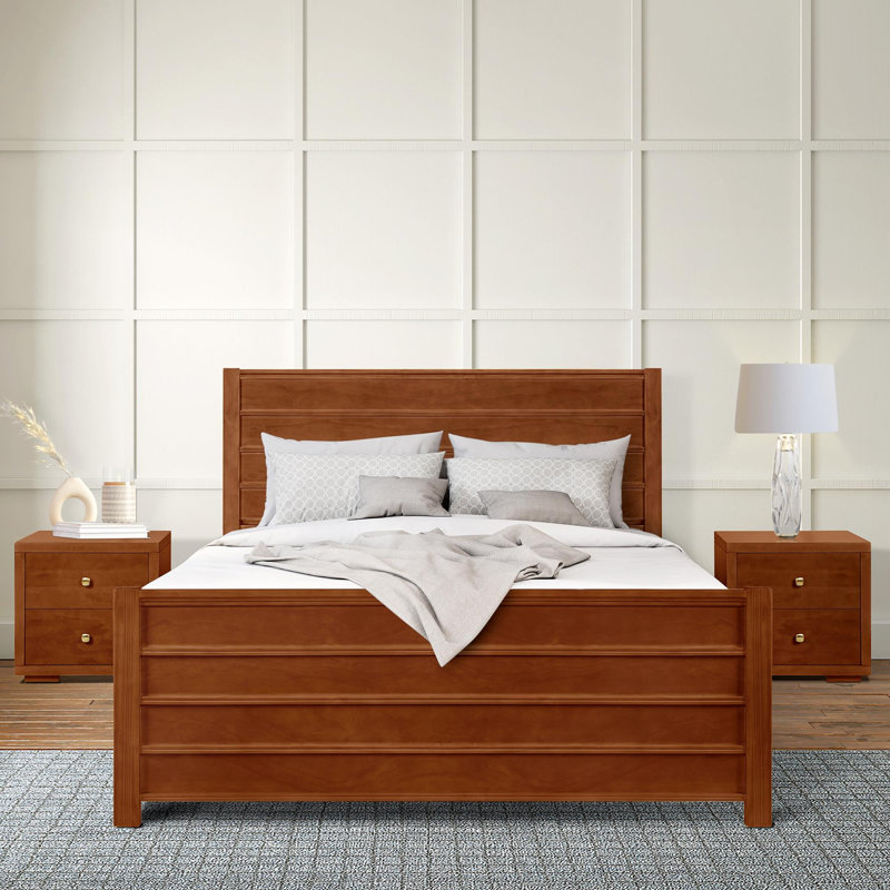 Caroline Platform 3 Piece Bedroom Set with Paneled Headboard and Footboard, Espresso, King