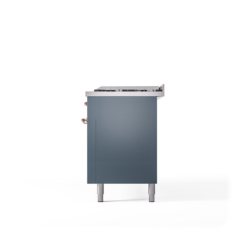ILVE Nostalgie II 60 Dual Fuel Range, 9 Burners, Griddle, Liquid Propane, Blue/Gray/Copper