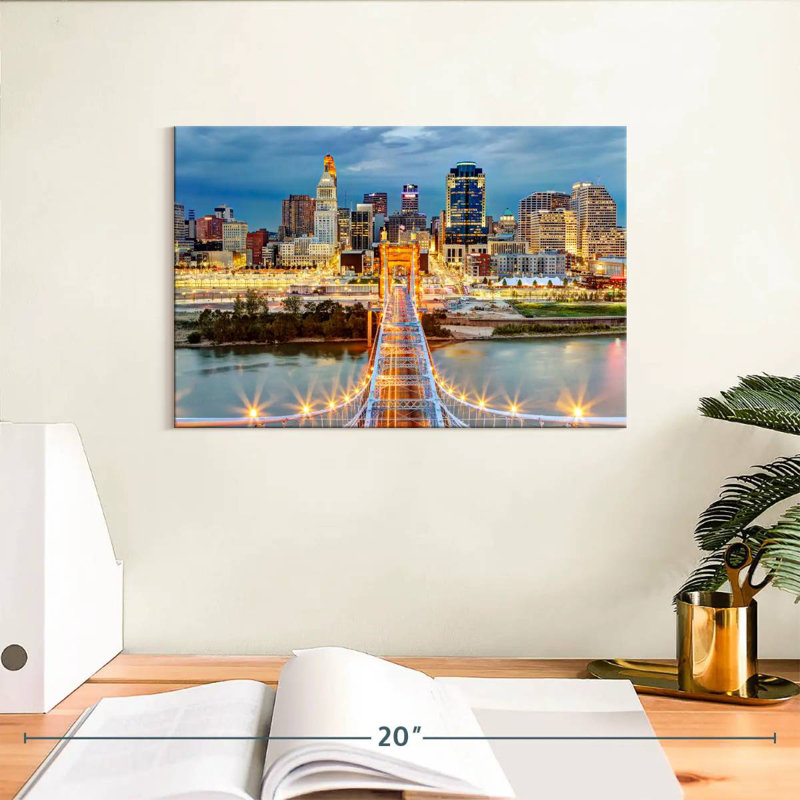 Kavia City Lights From Roebling Bridge, 8" H x 12" W