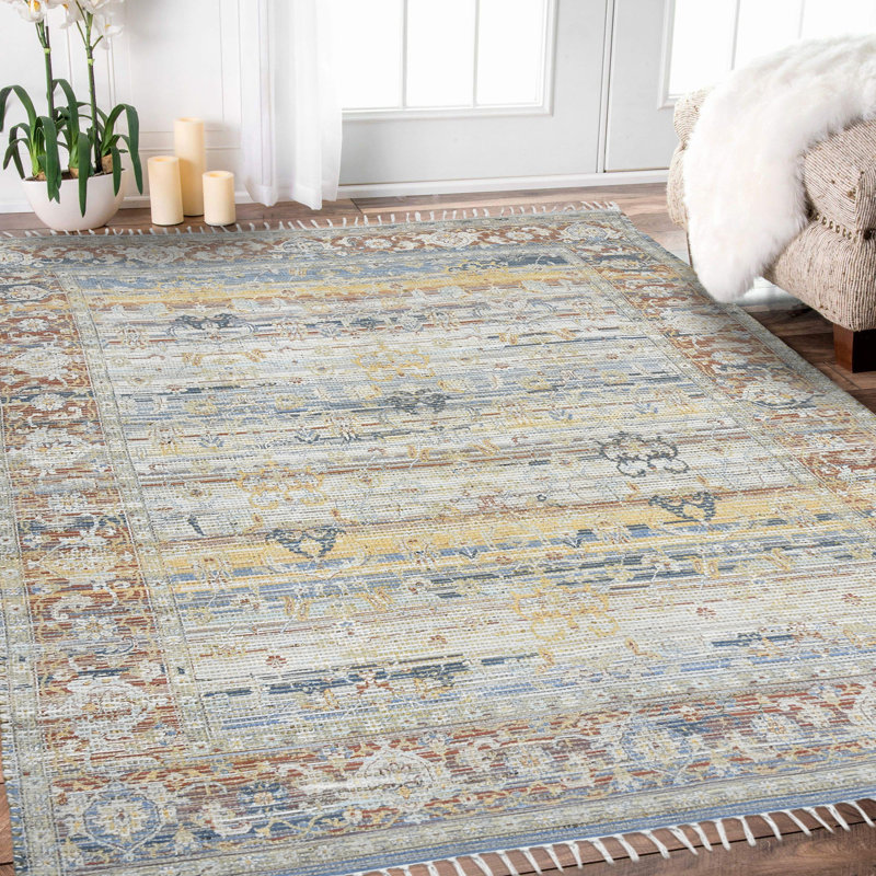Tapis décoratif rouille orientale tissé à la main Port Augusta, Rectangle 3 pi 6 po x 5 pi 6 po