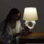 Lampe de table moderne à DEL 15,5 po avec base circulaire en céramique et abat-jour en coton naturel Chloe