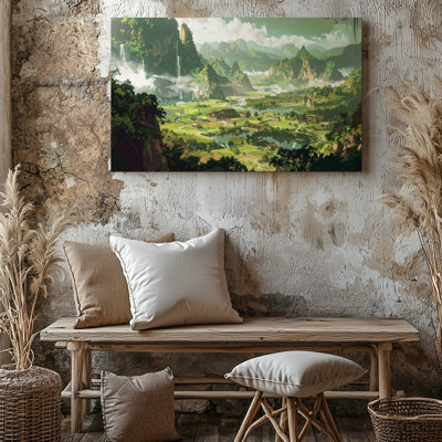 Wall Art Canvas Tranquil Fantasy Landscape Canvasancient Architecture And Rolling Hills