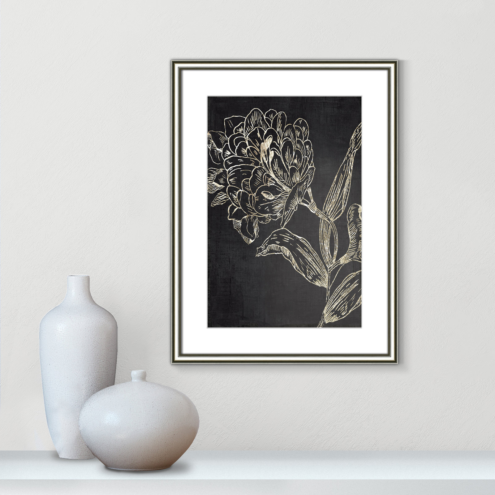 Clarendon "Golden Flower Folklore II" Print, 24.25" H x 18.25" W, Silver