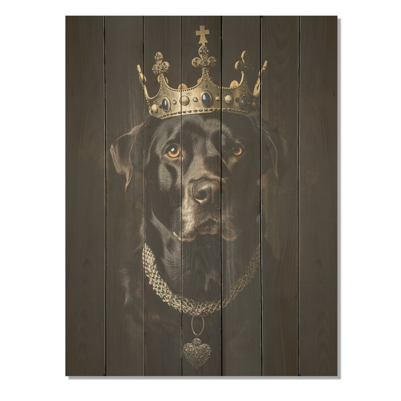 «Crowned Royal Labrador Dog I» - impression sur bois, H 44 po x l 34 po